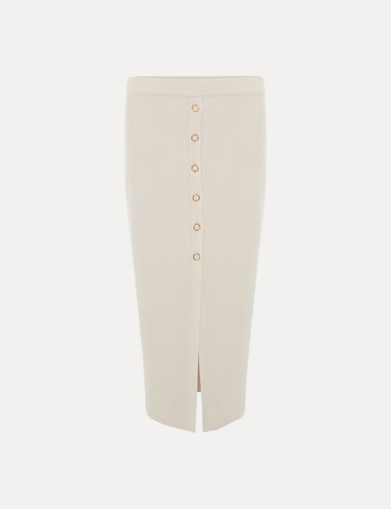 Ribbed Button Front Midi Column Skirt 2 of 6