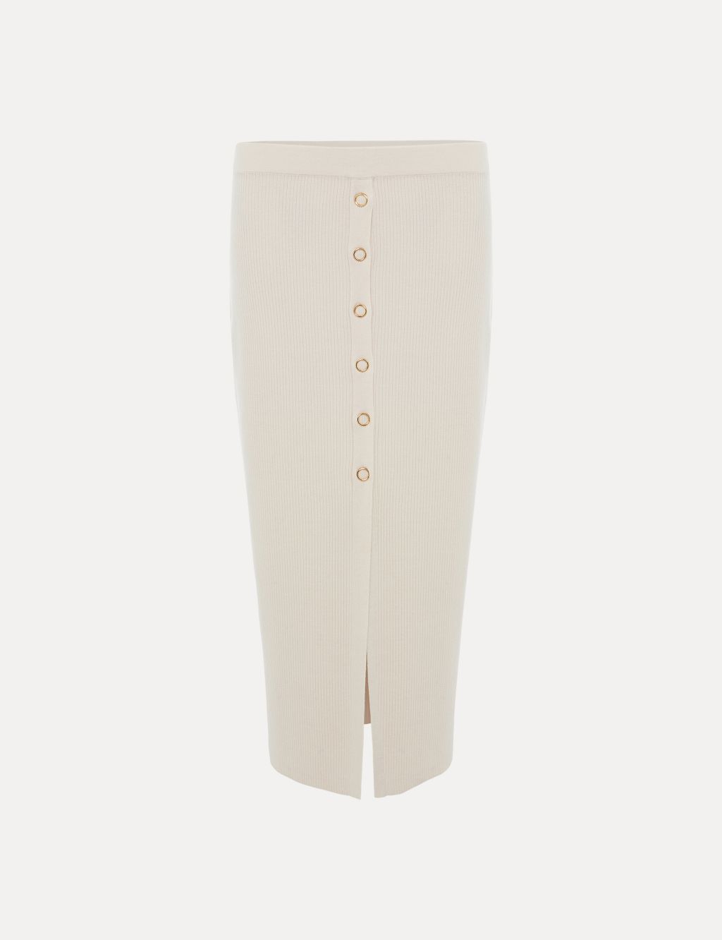 Ribbed Button Front Midi Column Skirt 1 of 6
