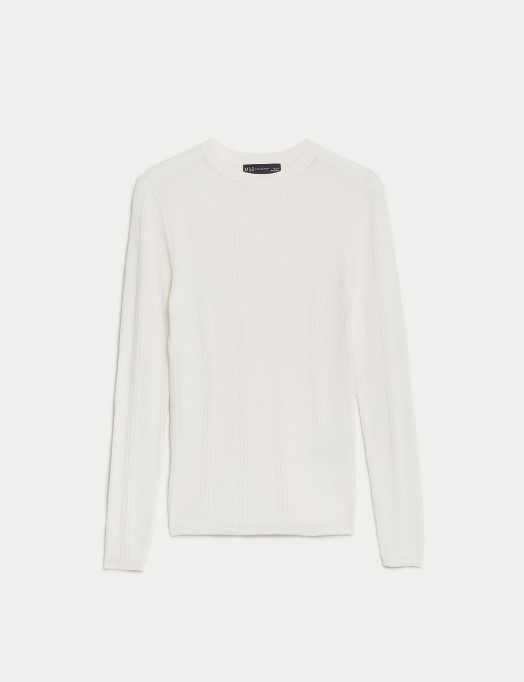 Ribbed Crew Neck Fitted Knitted Top | M&S Collection | M&S