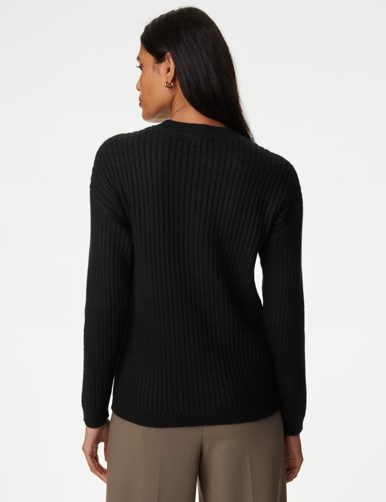 Black ribbed discount crew neck jumper