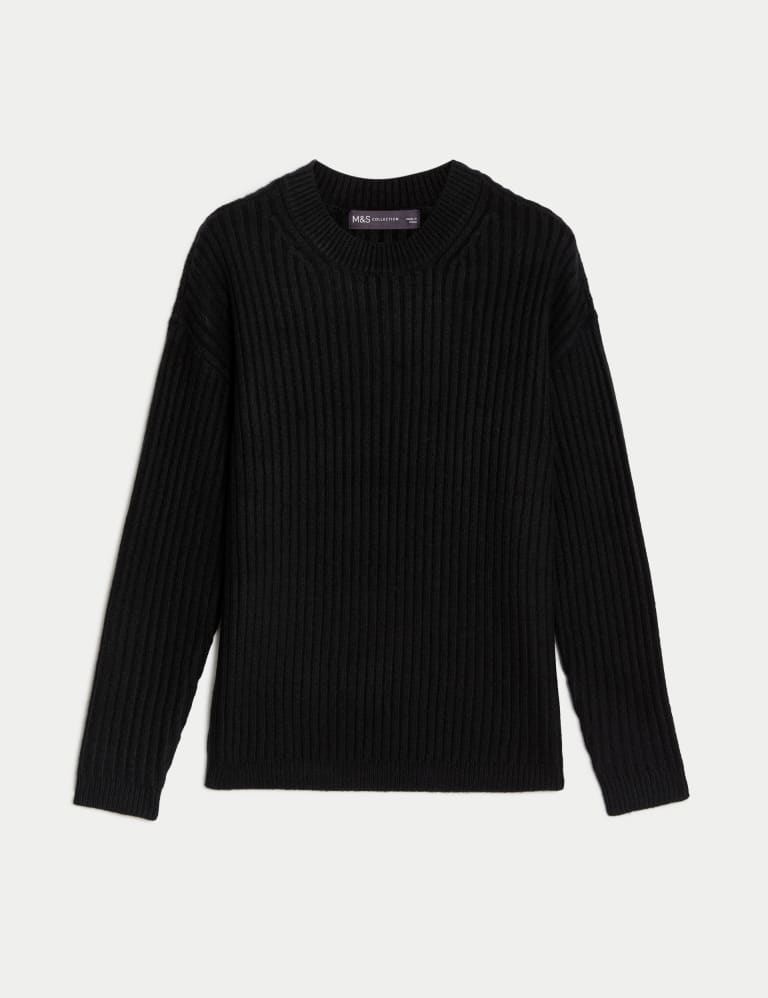 Black ribbed best sale crew neck jumper
