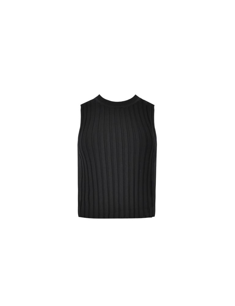 Ribbed Crew Neck Knitted Top 2 of 7