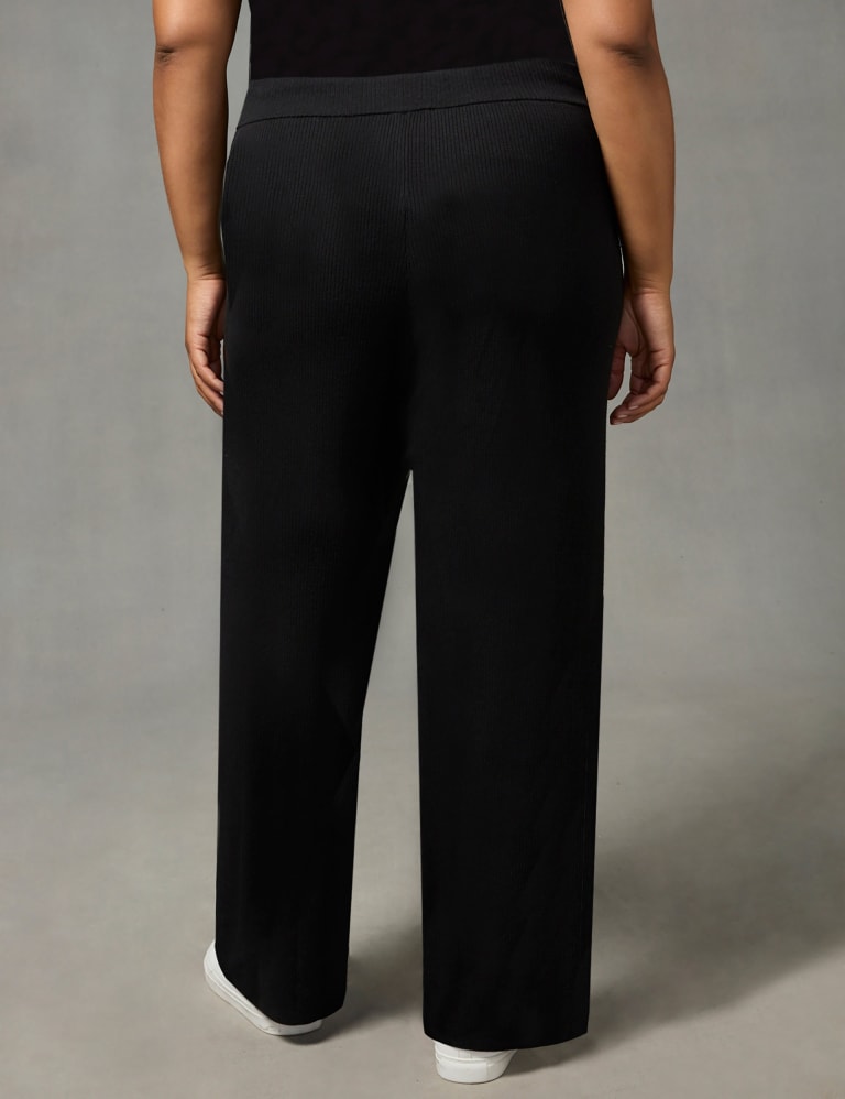 Ribbed Drawstring Wide Leg Trousers Live Unlimited London M S