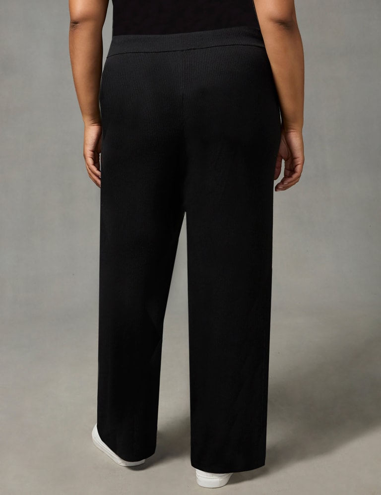 Rib Wide Leg Pant in Black Raspberry