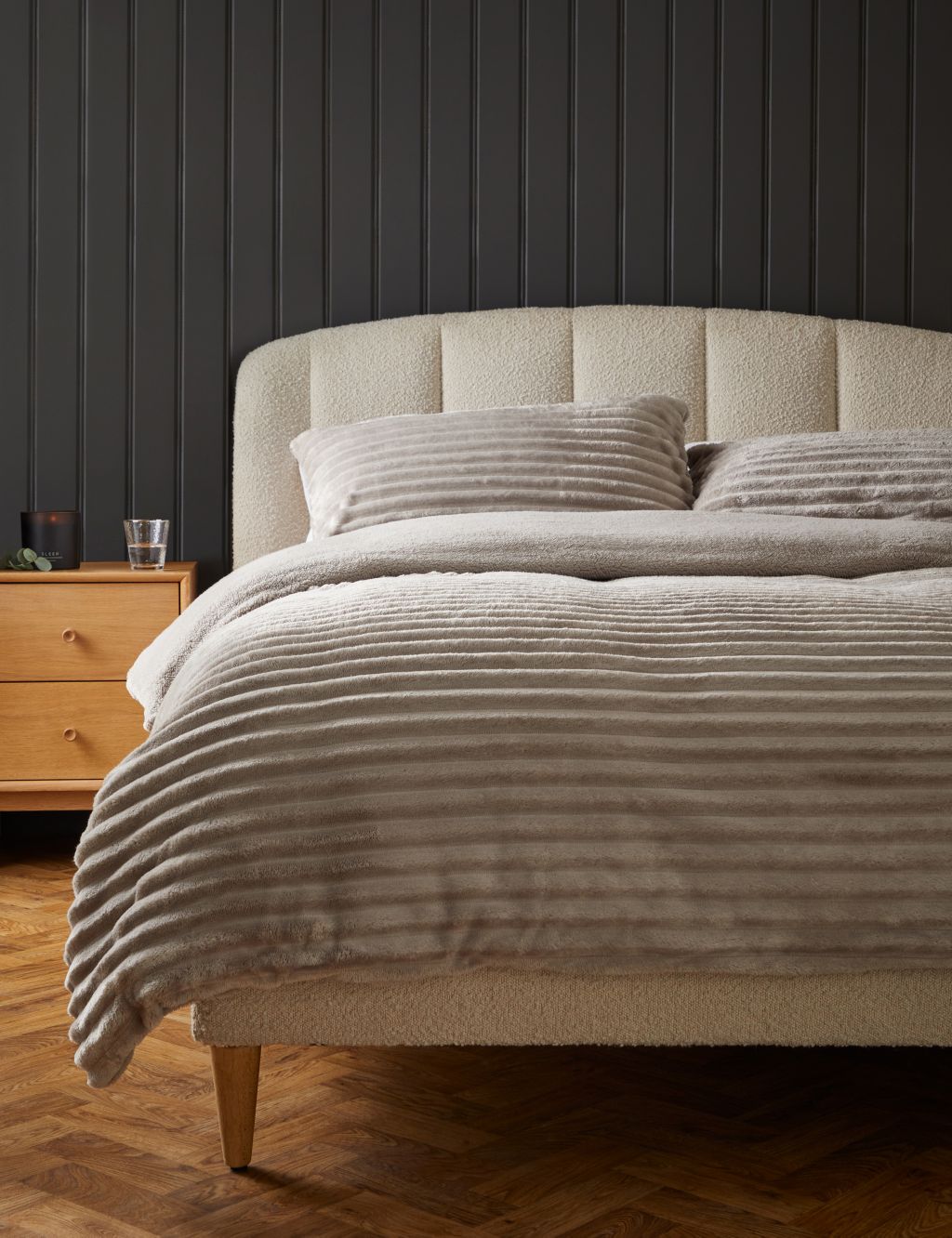 Ribbed Fleece Bedding Set, M&S Collection