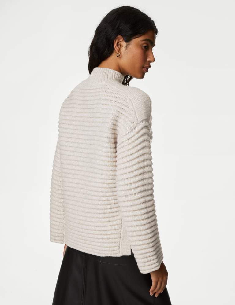 Ribbed Funnel Neck Jumper