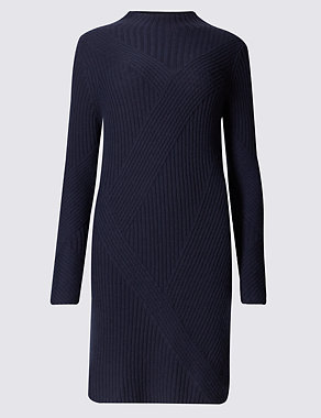 Ribbed Funnel Neck Tunic Jumper Image 2 of 4