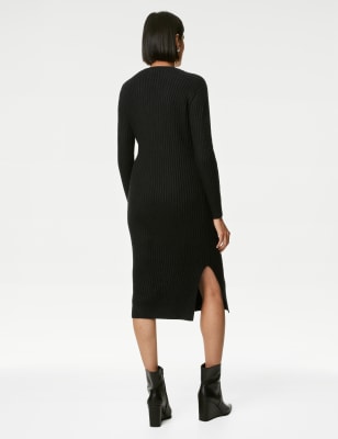 Black knit hot sale midi dress