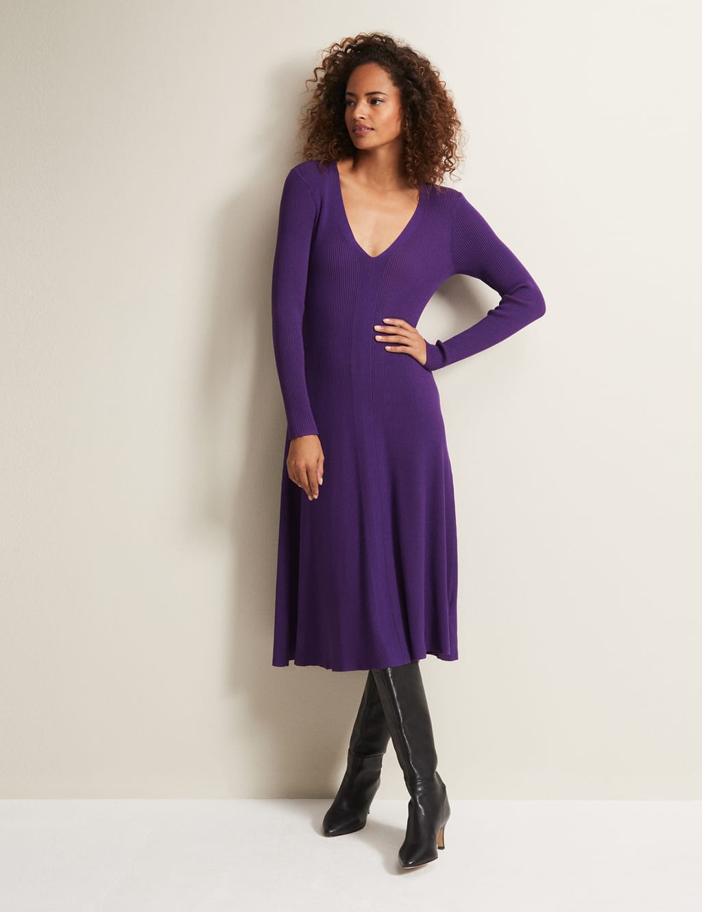 Purple long sleeve wrap hot sale dress