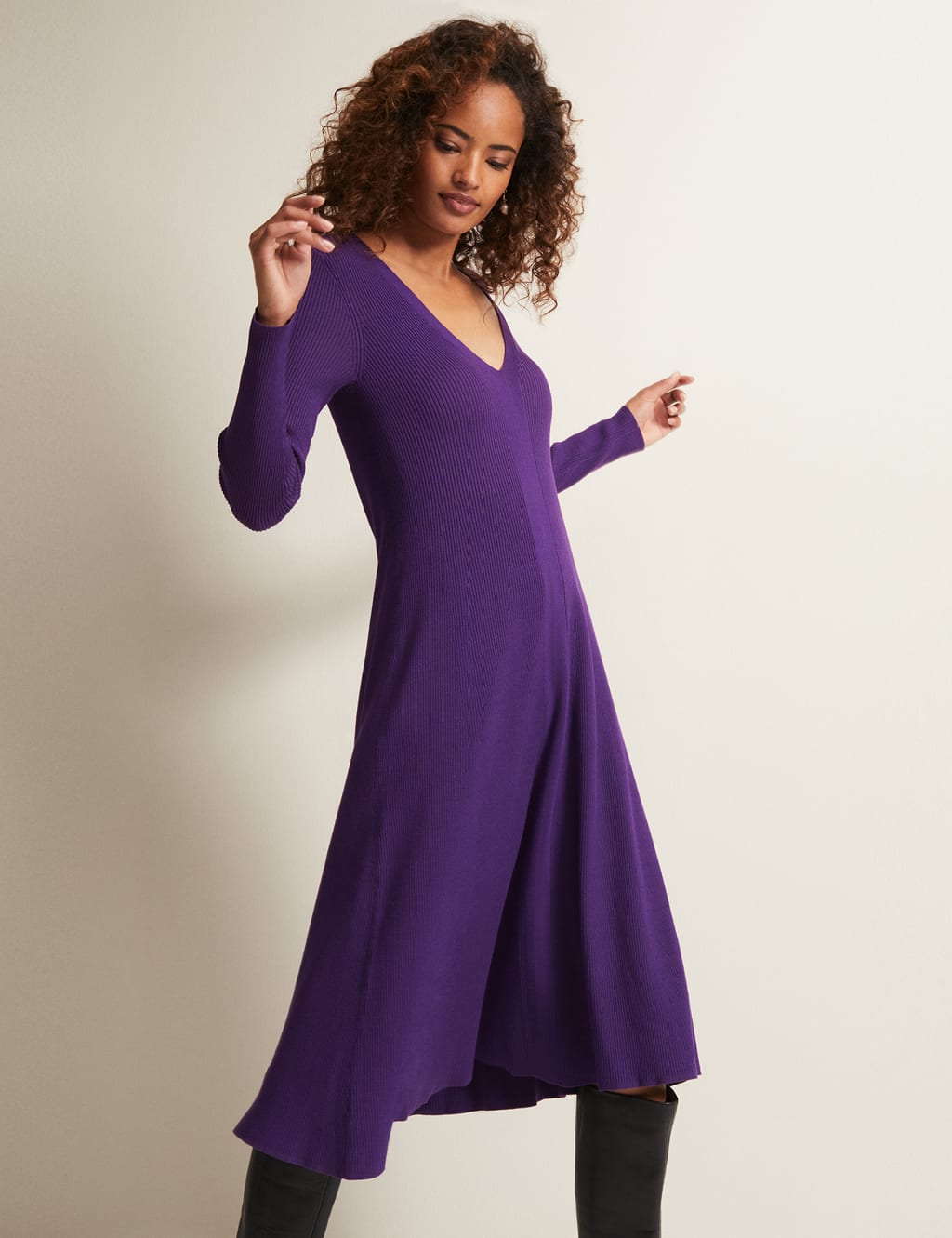 V neck top midi skater dress