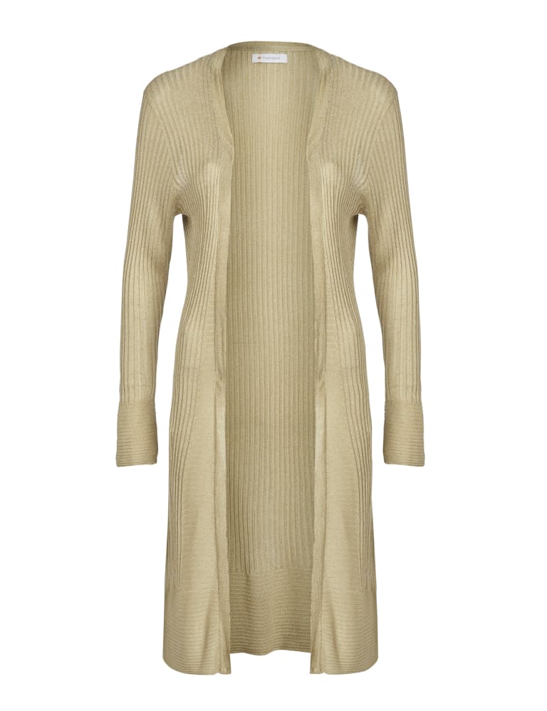 Buy Champagne Gold Sparkle Ribbed Longline Cardigan from Next Austria