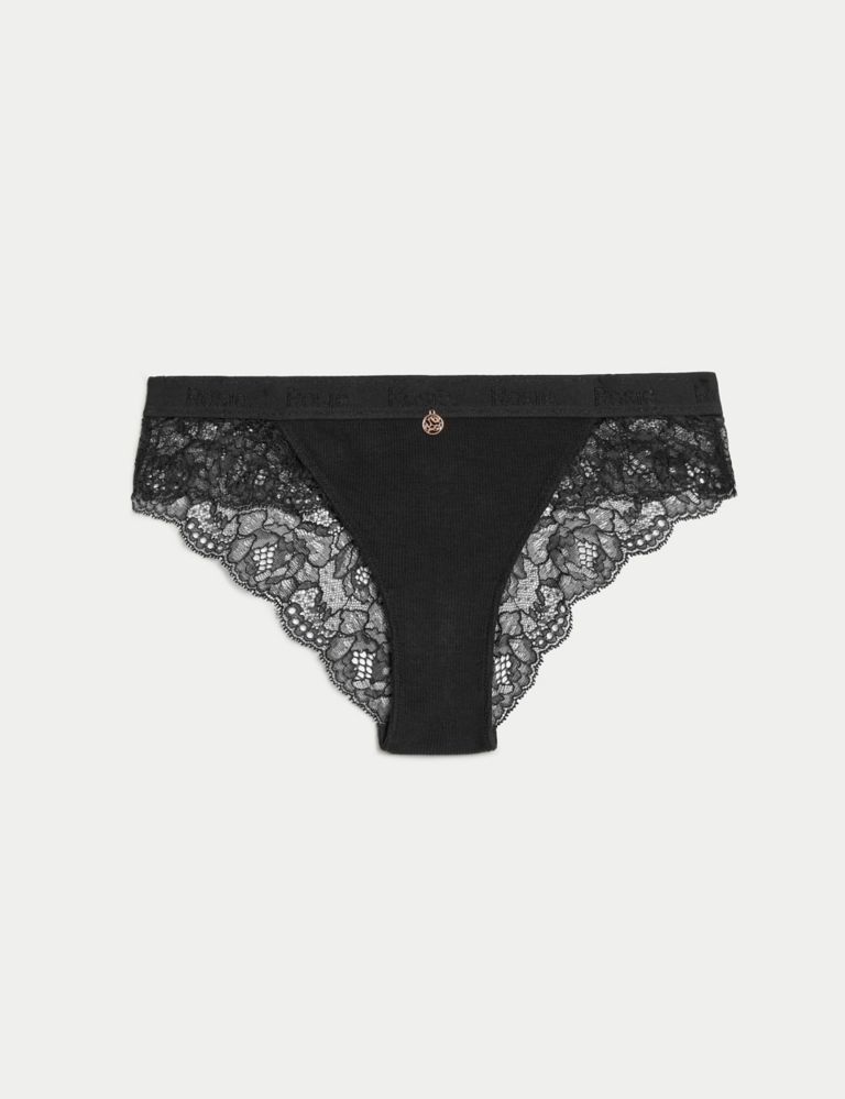 Women's Sexy Black Lace Bra With Matching Low Rise Thongs – Lotus Corner
