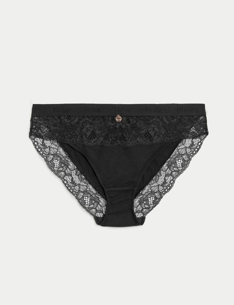 Ribbed Lounge Lace High Leg Knickers 2 of 6