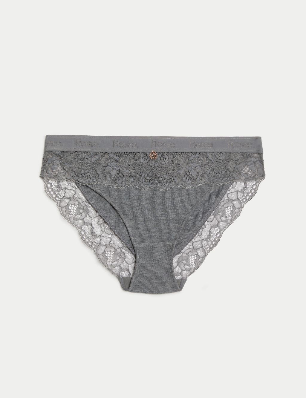 Ribbed Lounge Lace High Leg Knickers | Rosie | M&S