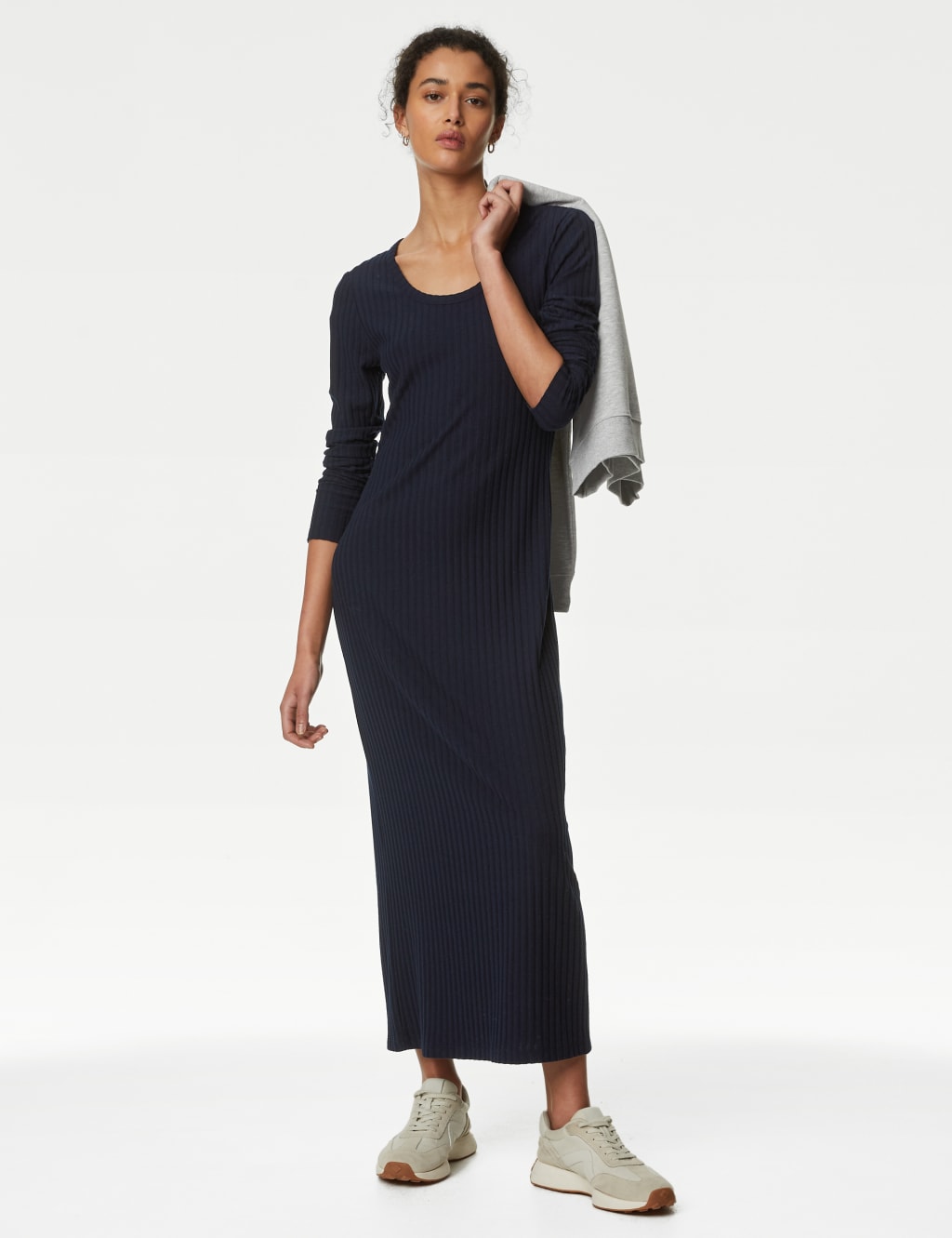 Ribbed belted hotsell column dress