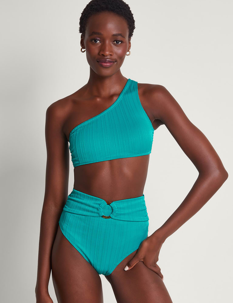 High waisted one shoulder bikini clearance