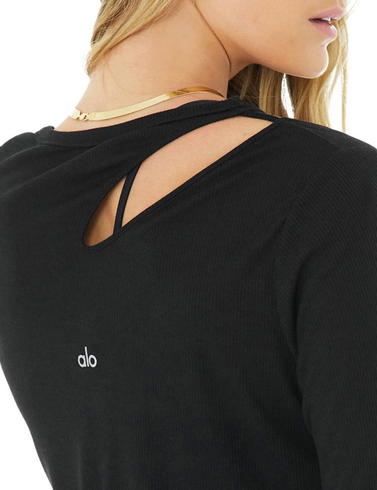 NWT💕ALO Alosoft SIZE S Ribbed Show Stopper LongSleeve Top in Black