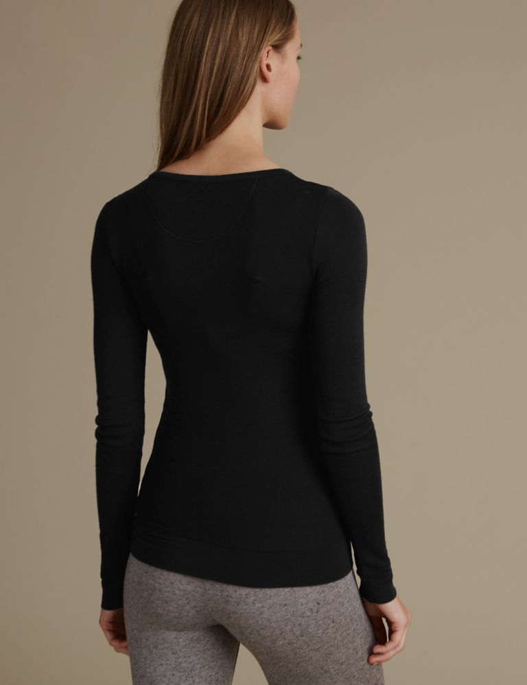 Ribbed Placket Thermal  Long Sleeve Top 3 of 5