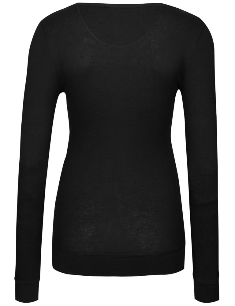 Ribbed Placket Thermal  Long Sleeve Top 5 of 5