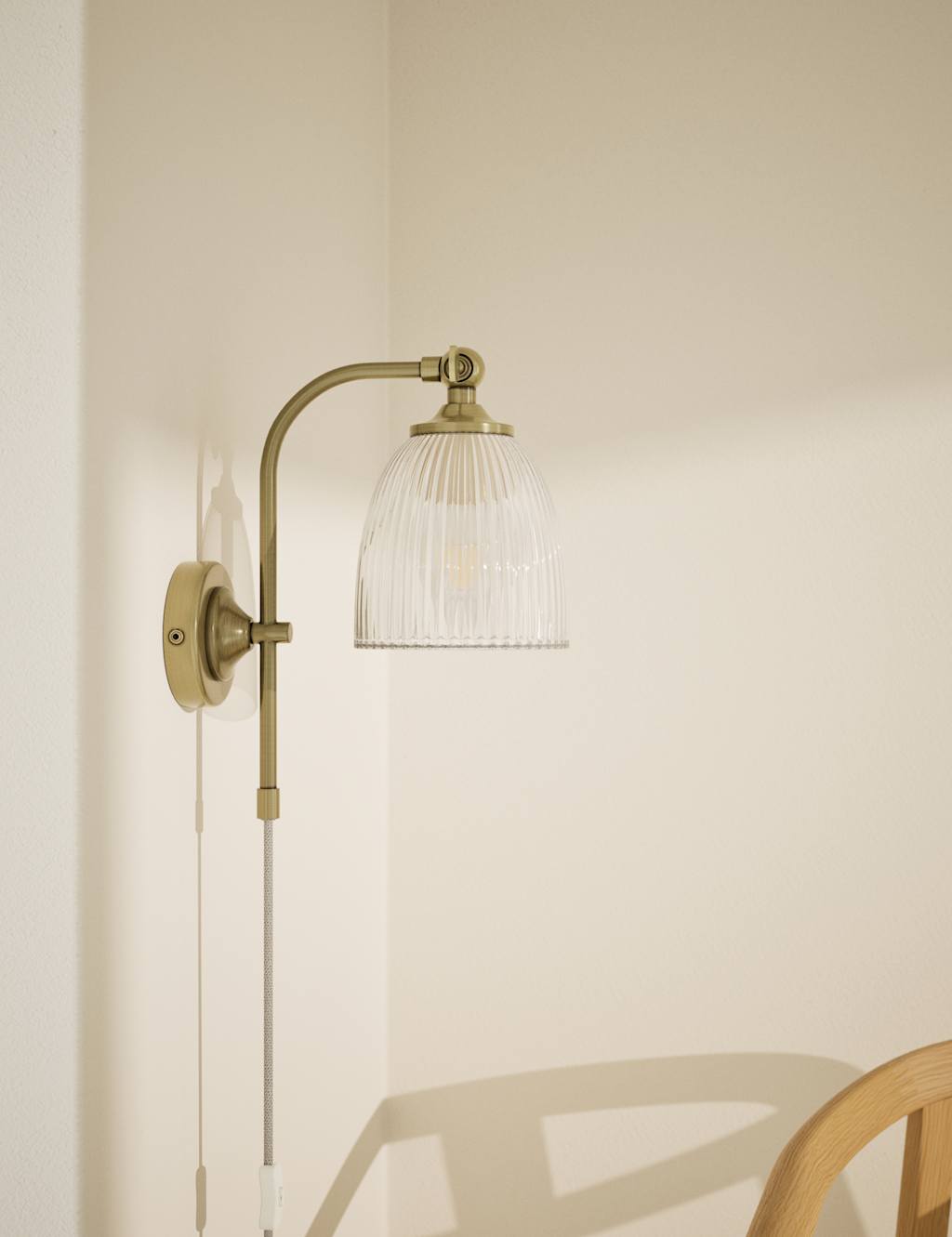 Ribbed Plug In Wall Light 3 of 11