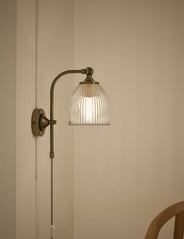 Ribbed Plug In Wall Light 2 of 11