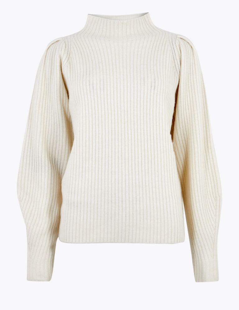 Ribbed Puff Sleeve Jumper with Wool | Autograph | M&S
