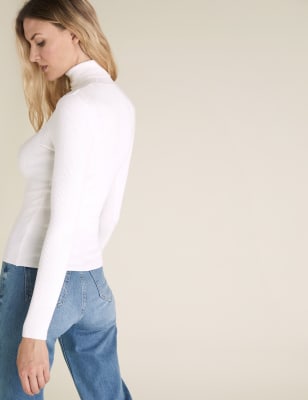womens ribbed polo neck jumper
