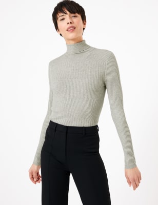 Marks and spencer ladies ribbed polo neck jumpers sale