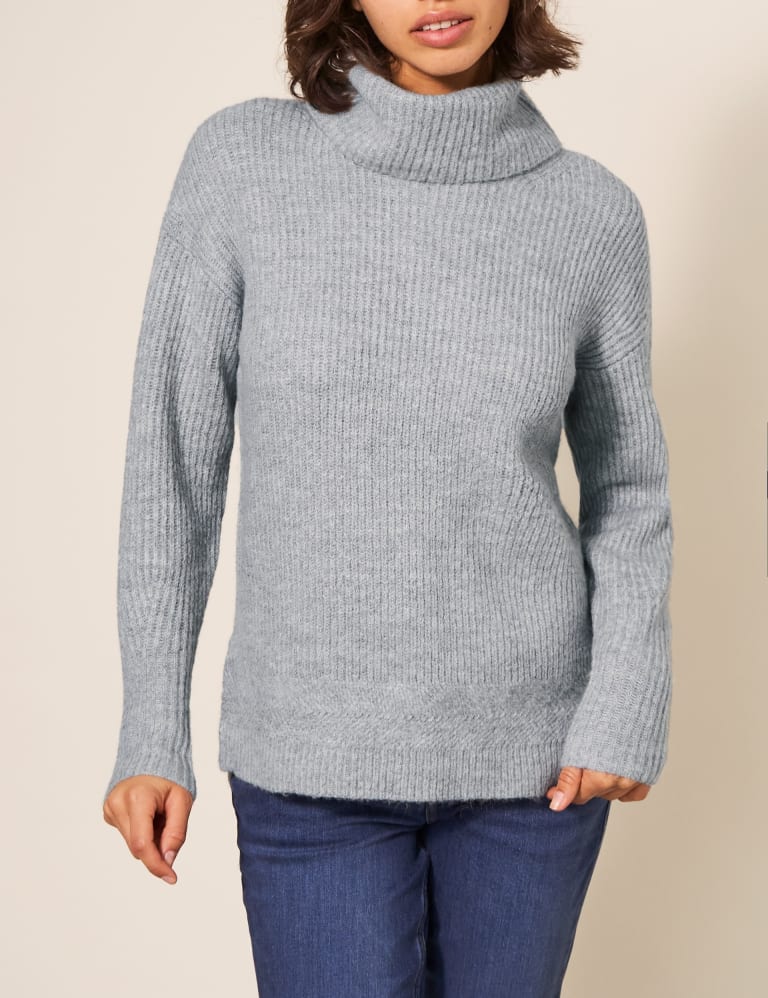 Ribbed Roll Neck Jumper with Wool