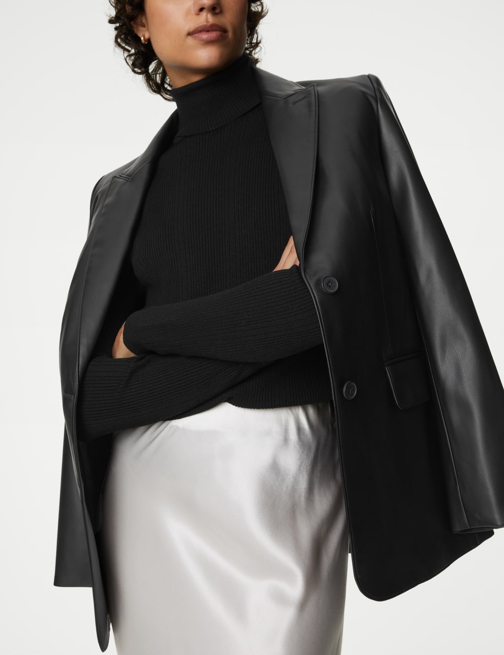 Marks and spencer black roll neck hotsell