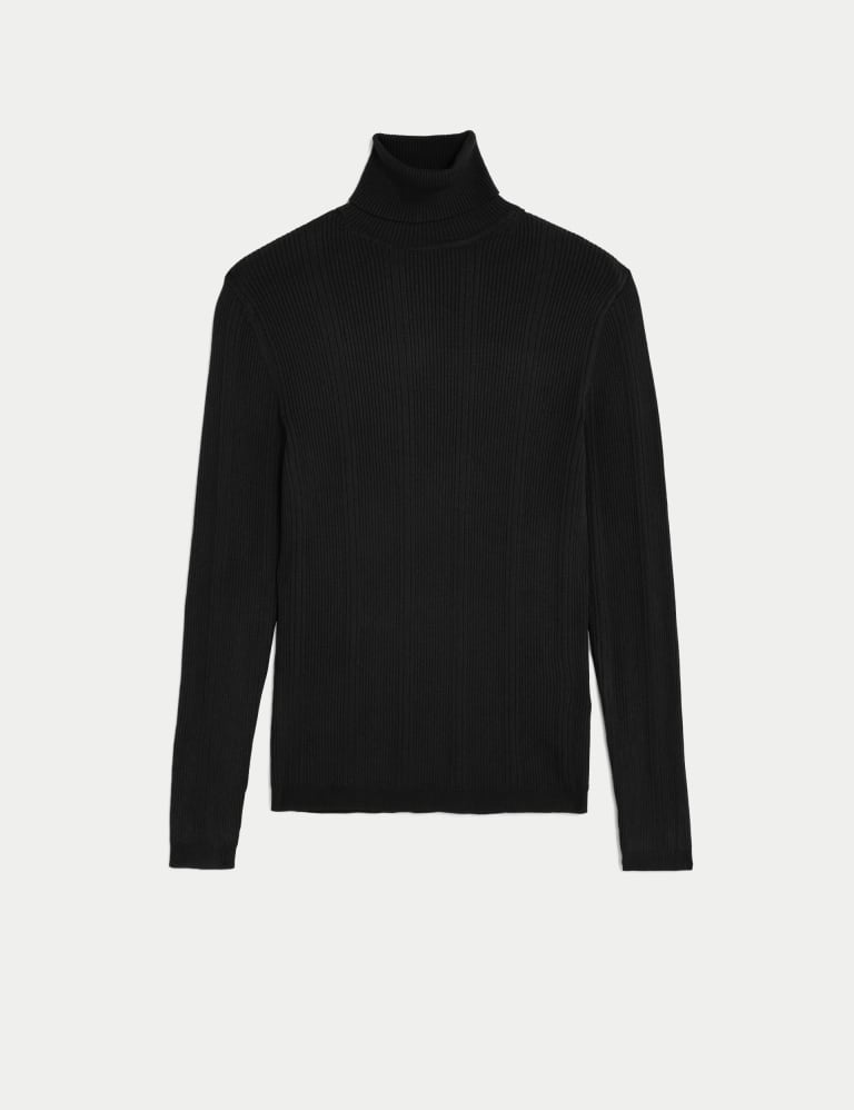 Ribbed Roll Neck Knitted Top