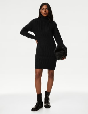 Black roll sale neck jumper dress