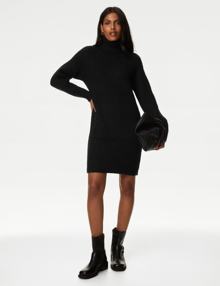 Black mini jumper dress top