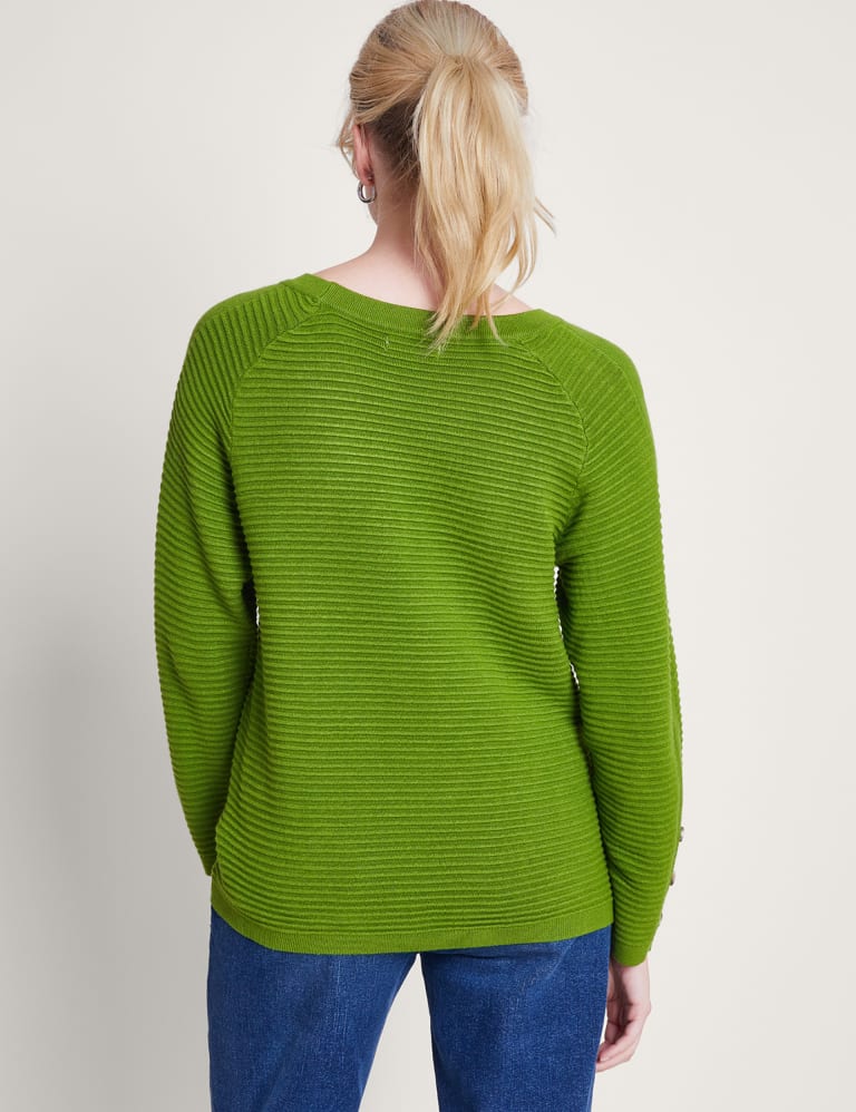 Ribbed Slash Neck Button Detail Jumper