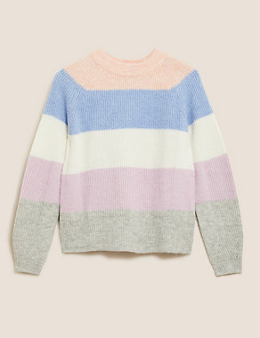 Ribbed Striped Crew Neck Jumper Image 2 of 5