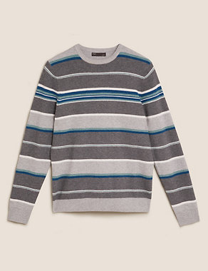 Ribbed Striped Crew Neck Jumper Image 2 of 5