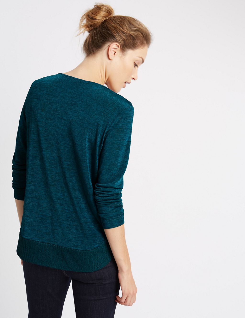 Ribbed Trim Long Sleeve Jersey Top 2 of 4