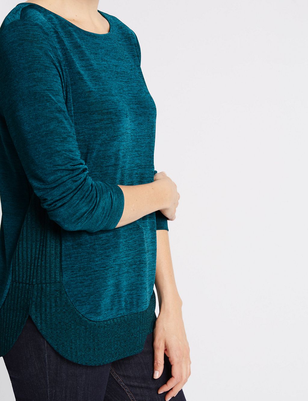 Ribbed Trim Long Sleeve Jersey Top 4 of 4