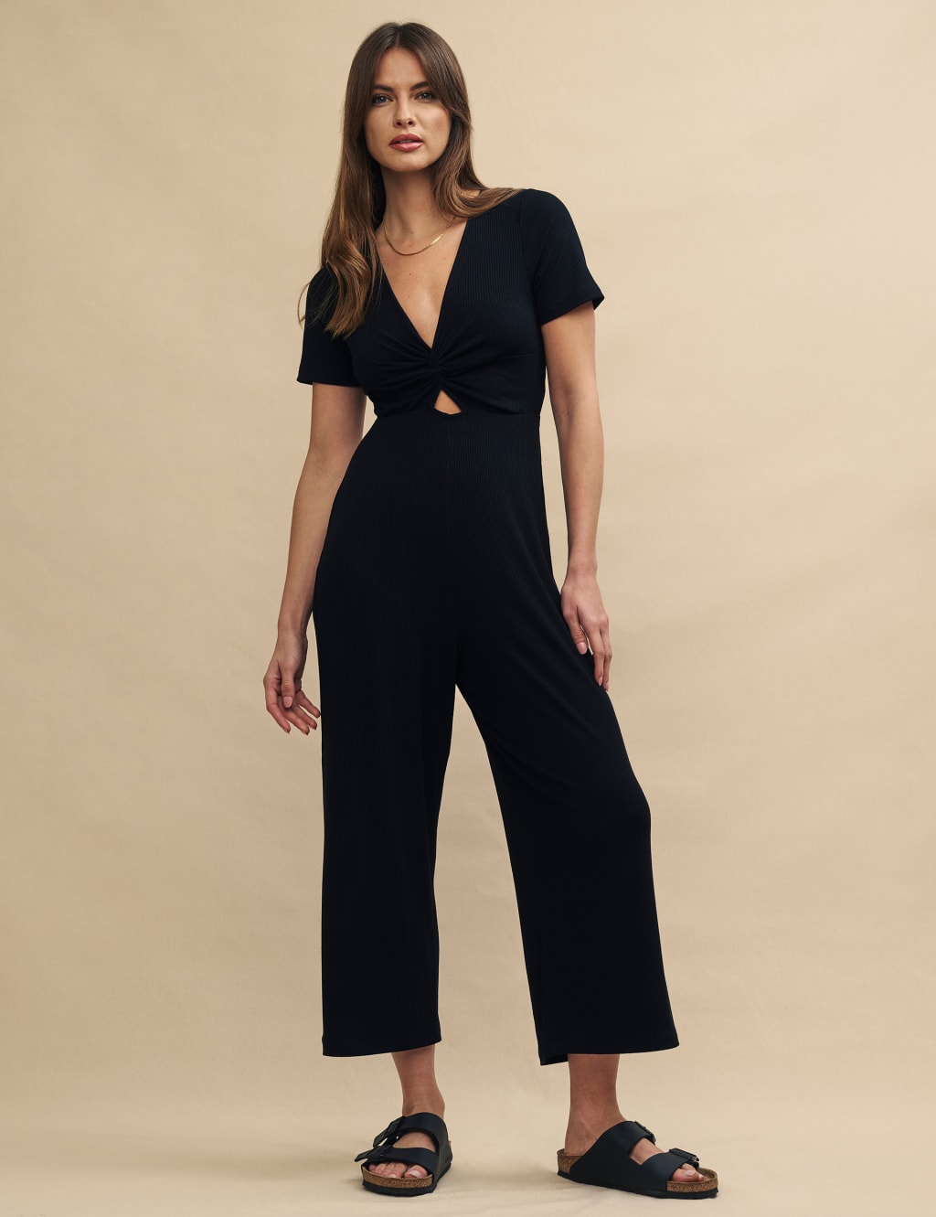 Ribbed V-Neck Cropped Jumpsuit | Nobody's Child | M&S