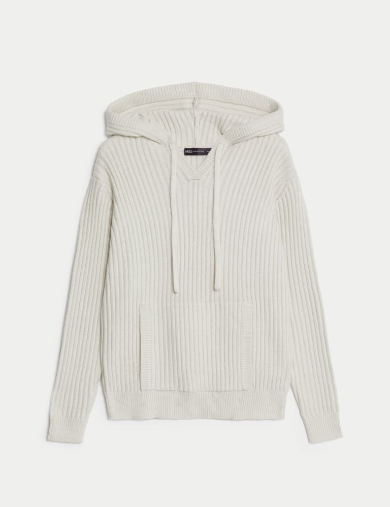 grey ribbed hoodie