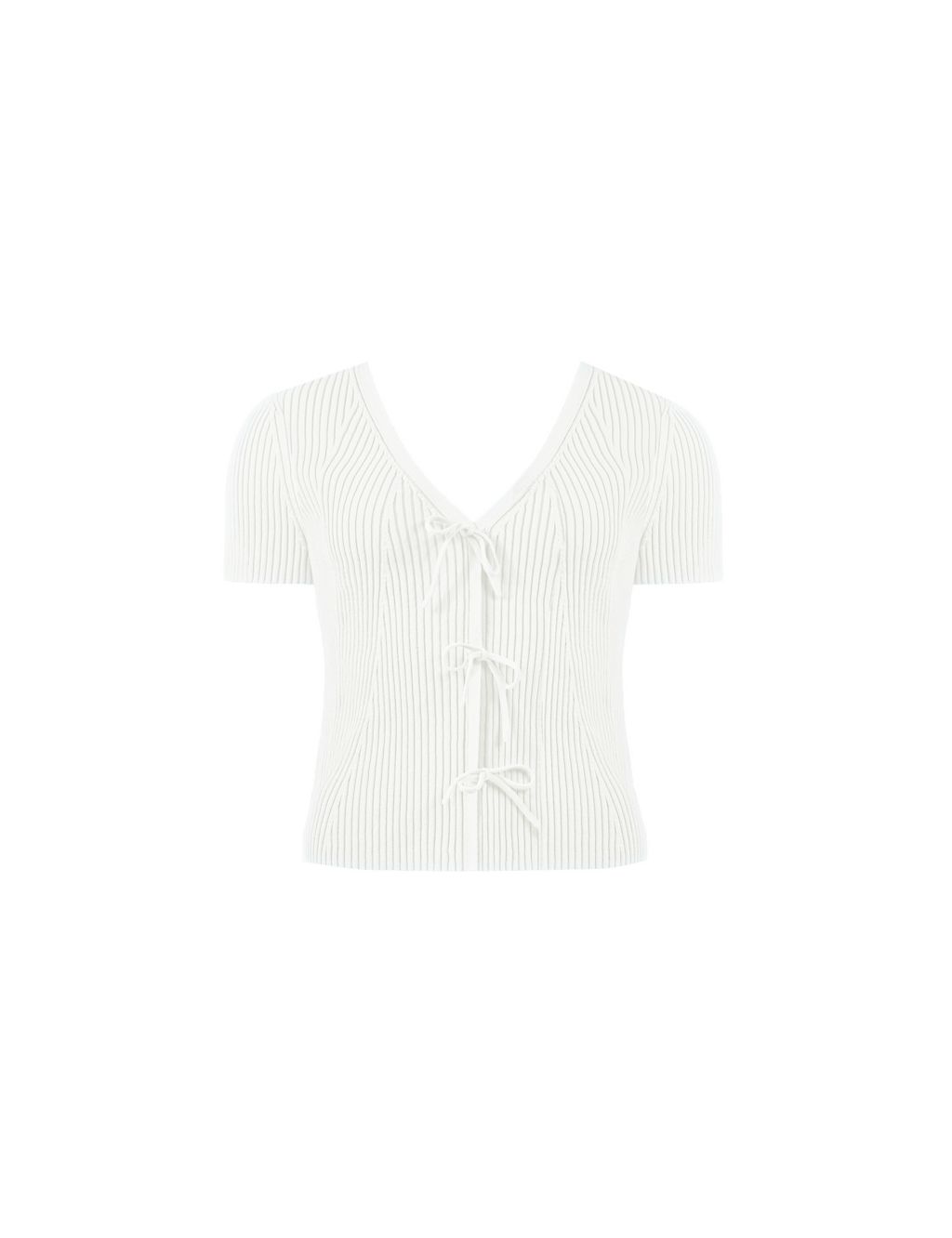 Ribbed V-Neck Knitted Top 1 of 4
