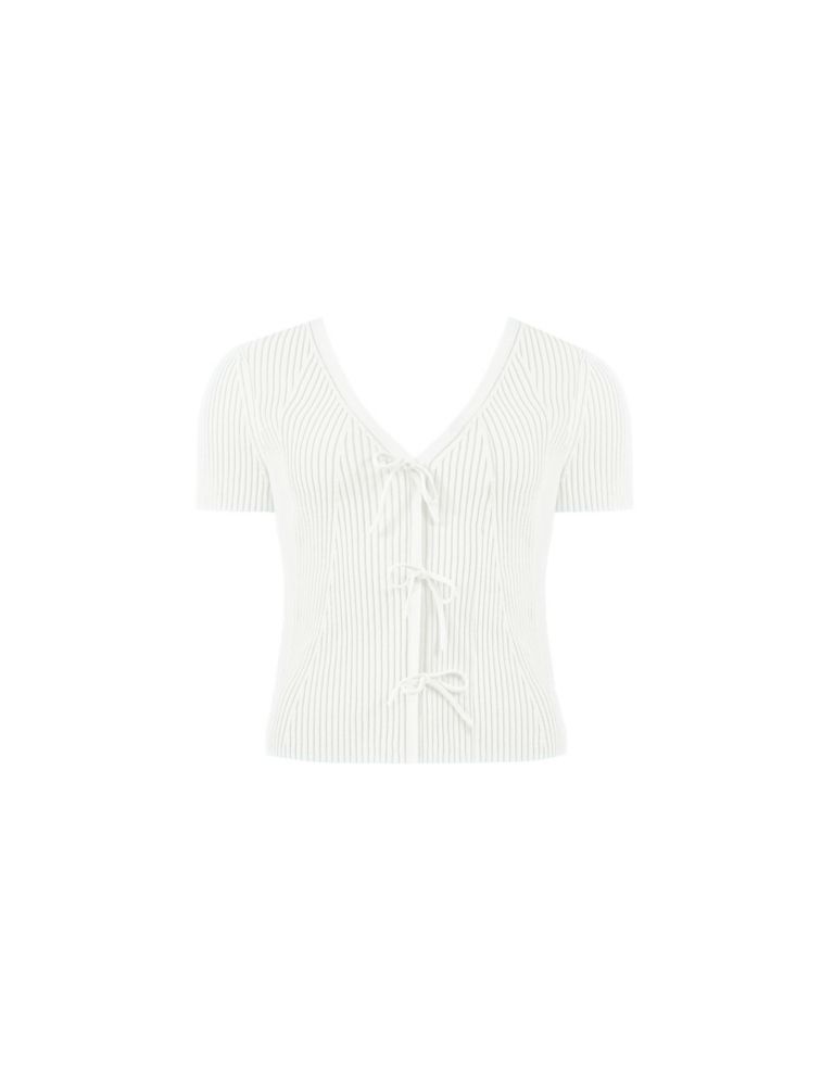 Ribbed V-Neck Knitted Top 2 of 4