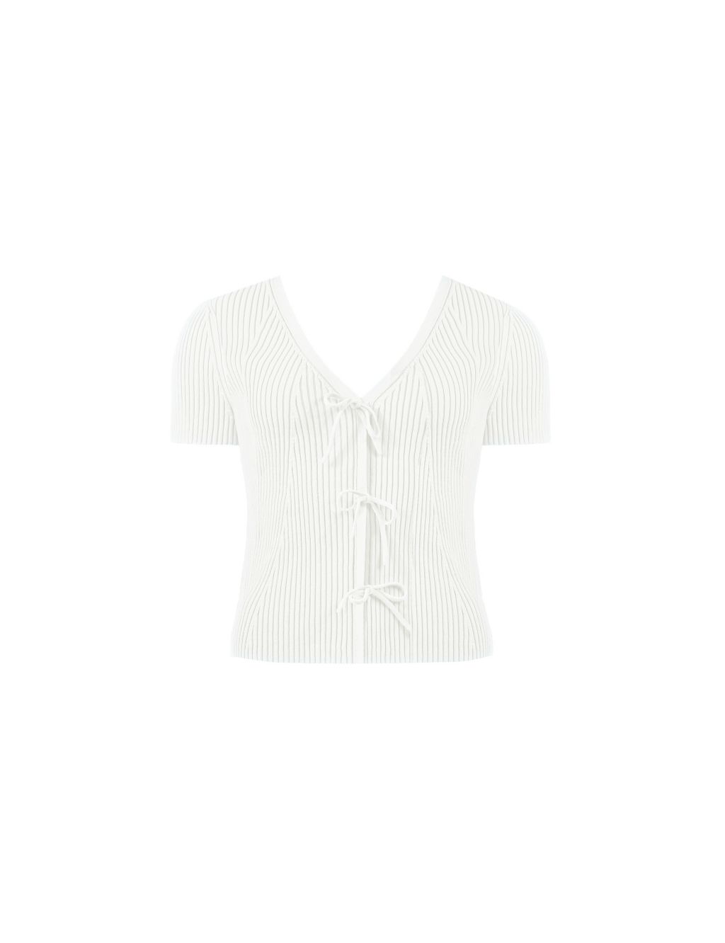 Ribbed V-Neck Knitted Top 1 of 4