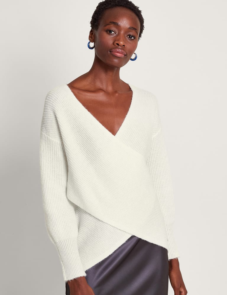 Wrap sale neck sweater