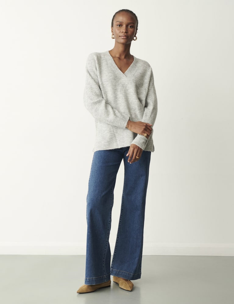 V neck cheap ribbed sweater