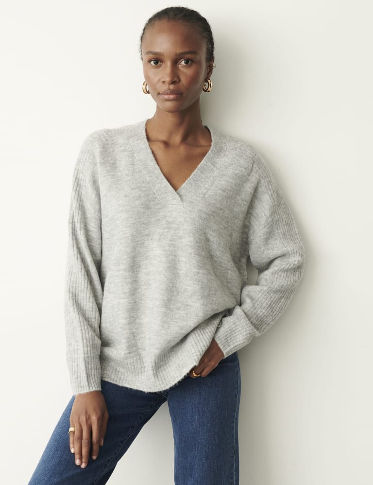 Womens grey v cheap neck jumper