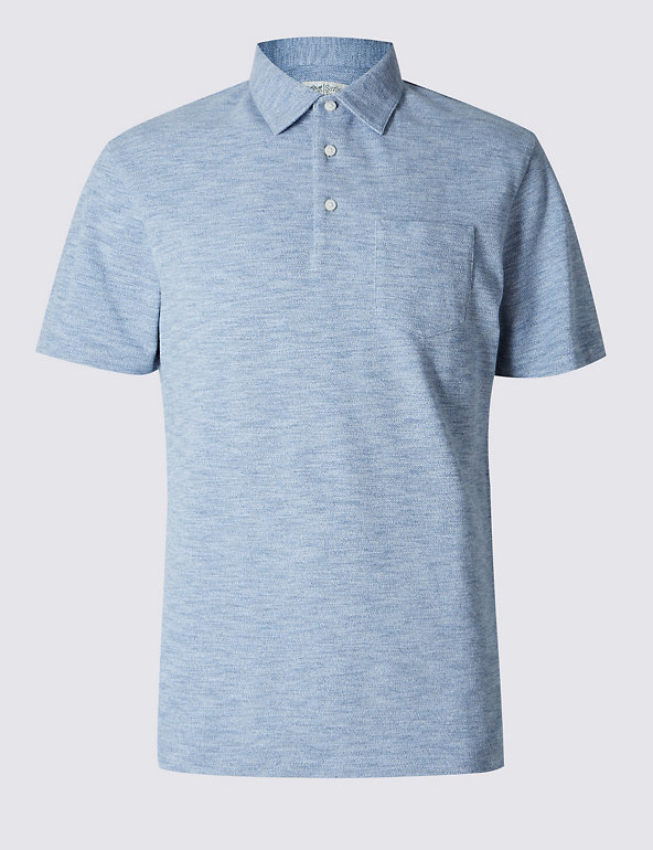 Richard James Tailored Fit Pure Cotton Textured Polo Image 1 of 2