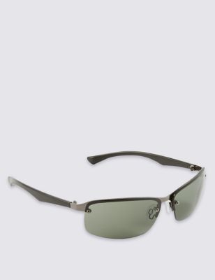 Rimless Rectangular Wrap Sunglasses Image 1 of 2
