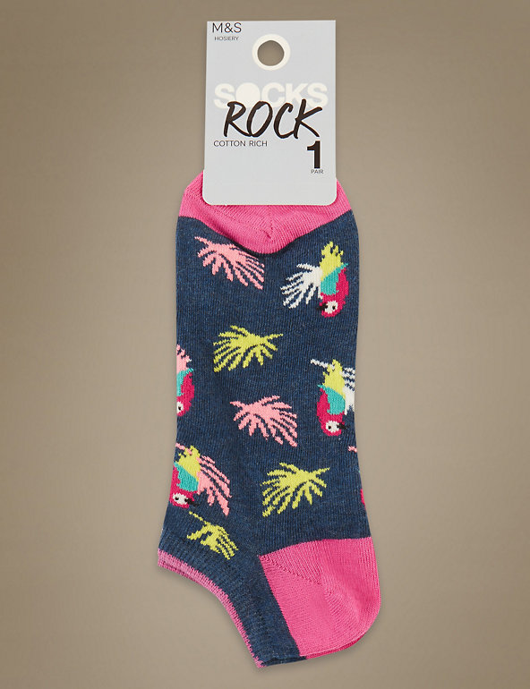 Rio Parrot Print Ankle Socks Image 1 of 2