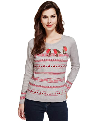 Ladies robin sale christmas jumper